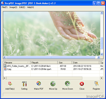 software interface of Image to PDF Converter